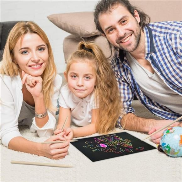 Scratch Rainbow Art Paper Set - 50Pcs Magic Scratch Off Art Craft Supplies Kits - Picture 4 of 7